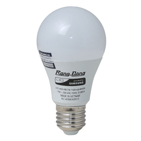 Rạng Đông – LED Bulb 7W A60: 7W – 220–240V AC – Ánh sáng trắng 6500K / vàng 3000K / đổi màu 6500K‑4000K‑3000K / cảm biến tự động bật/tắt.